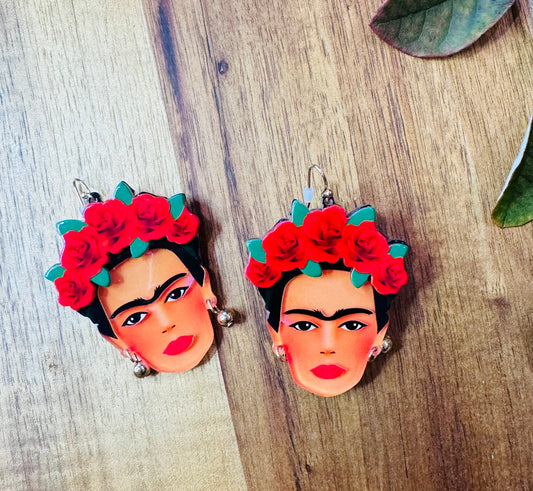 Frida Red Roses Dangle Earrings