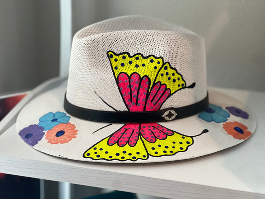 Butterfly Neon Floral Artisan Sombrero